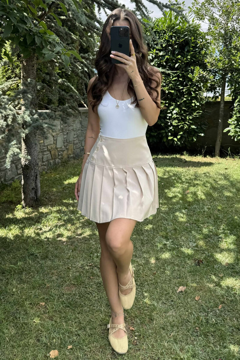 ONE COLOR TENNIS WOMEN SKORT CREAM/KREM - 5