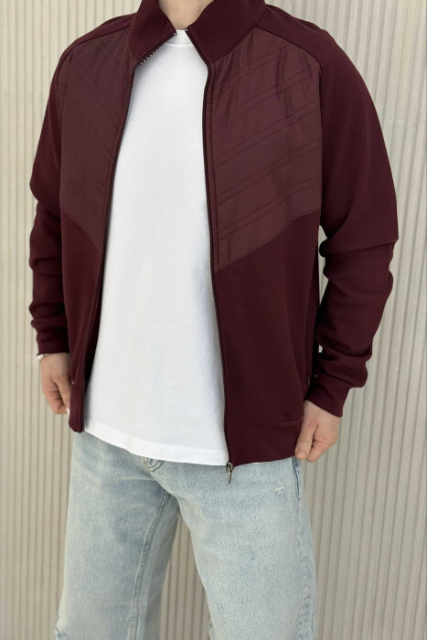 XHAKETË NJË NGJYRËSHE ME TEKSTURË PËR MESHKUJ NË NGJYRËN VISHNJË - KLAUDIO FASHION