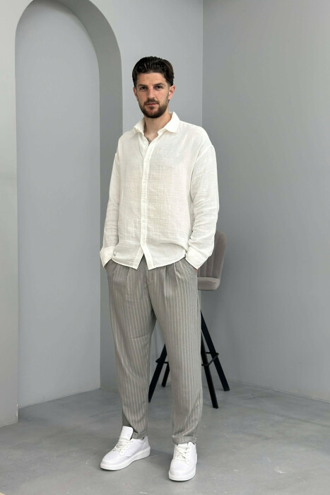 ONE COLOR TEXTURED MEN PANTS GREY/GRI - 1