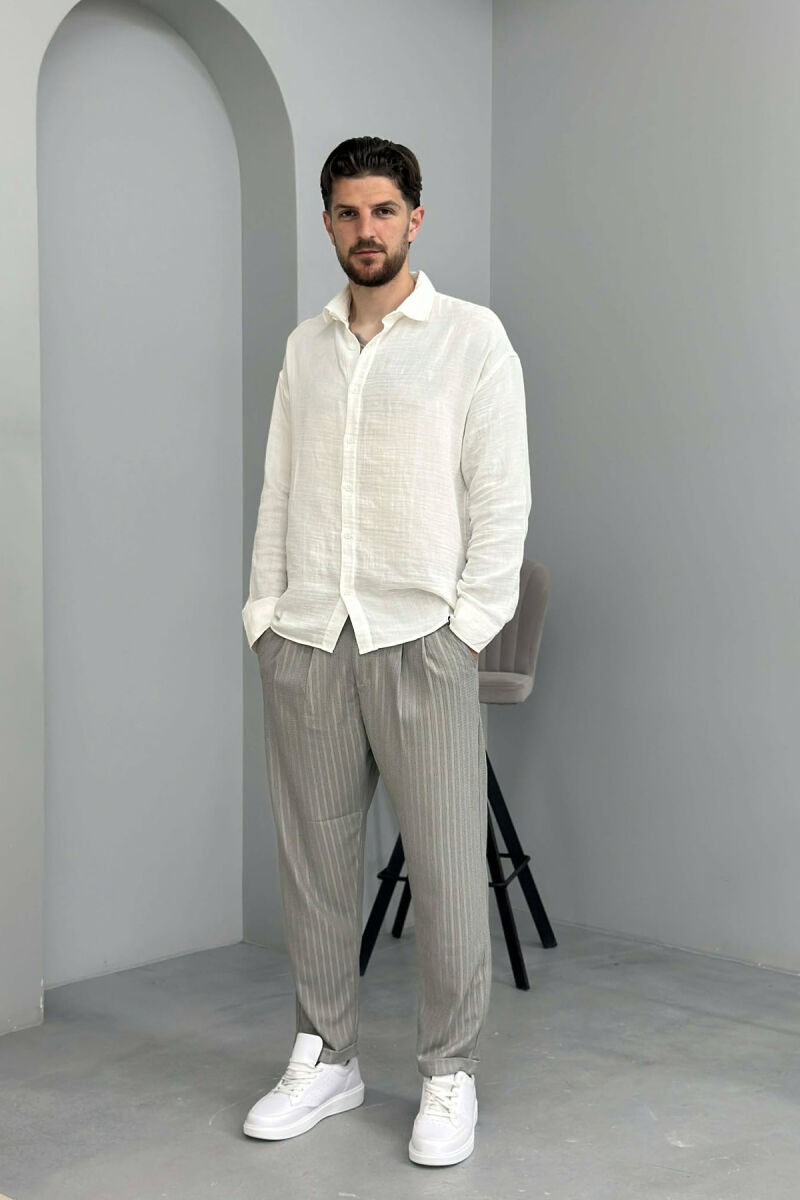 ONE COLOR TEXTURED MEN PANTS GREY/GRI - 1