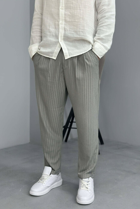 ONE COLOR TEXTURED MEN PANTS GREY/GRI - 3