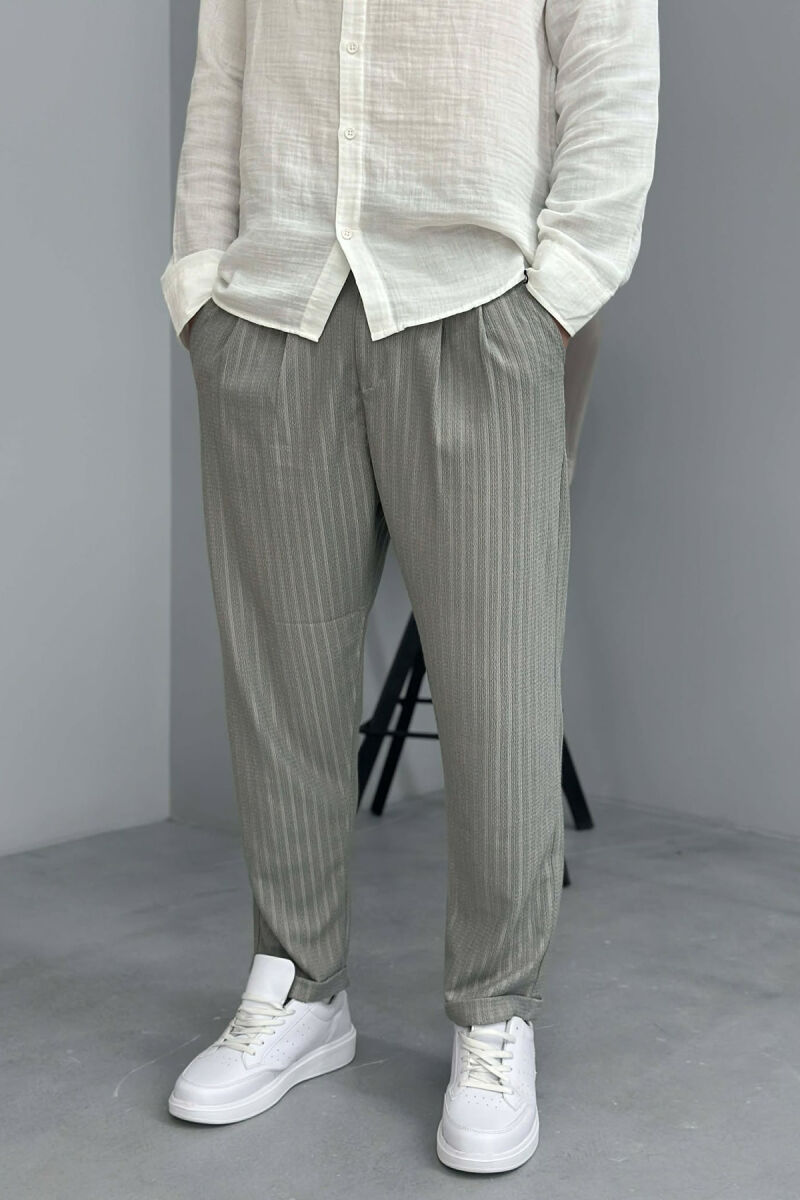 ONE COLOR TEXTURED MEN PANTS GREY/GRI - 3