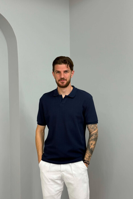 ONE COLOR TEXTURED MEN T-SHIRT BLUE/BLU - 1