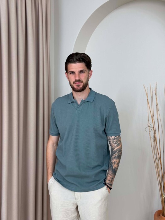 ONE COLOR TEXTURED MEN T-SHIRT GREY/GRI 