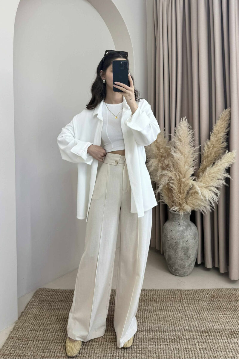 ONE COLOR TEXTURED WOMEN SHIRT WHITE-E BARDHE - 1