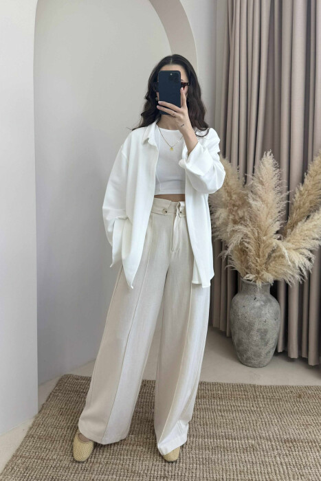 ONE COLOR TEXTURED WOMEN SHIRT WHITE-E BARDHE - 2