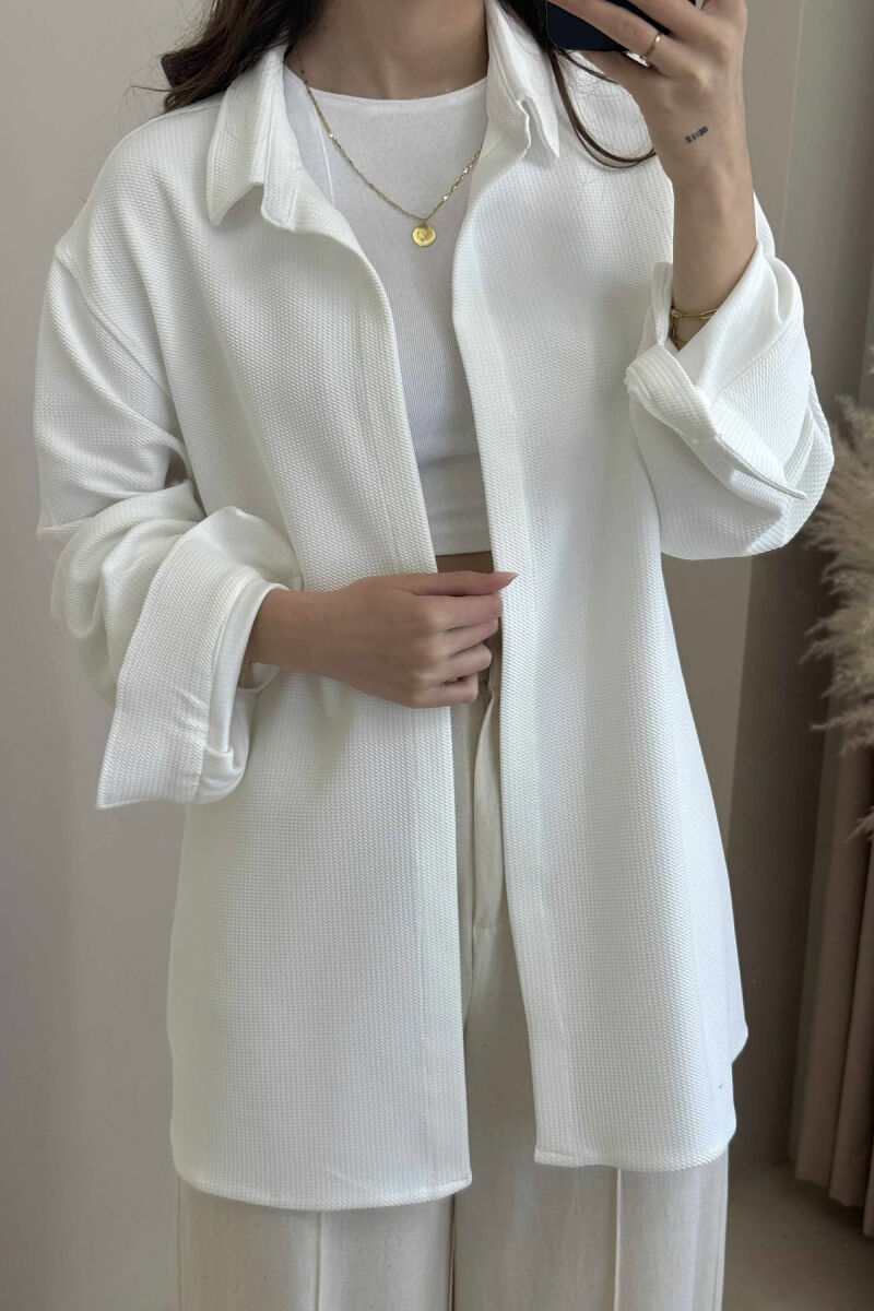 ONE COLOR TEXTURED WOMEN SHIRT WHITE-E BARDHE - 3