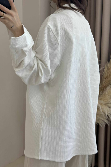 ONE COLOR TEXTURED WOMEN SHIRT WHITE-E BARDHE - 4