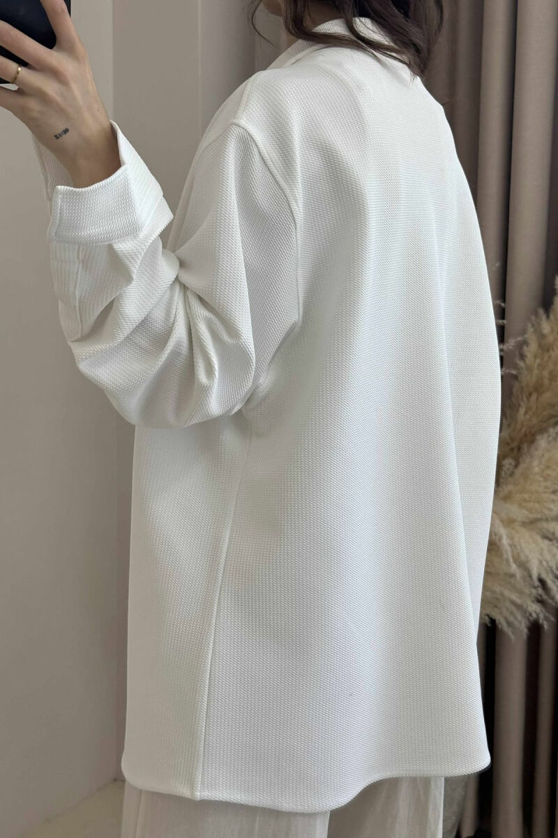 ONE COLOR TEXTURED WOMEN SHIRT WHITE-E BARDHE - 4