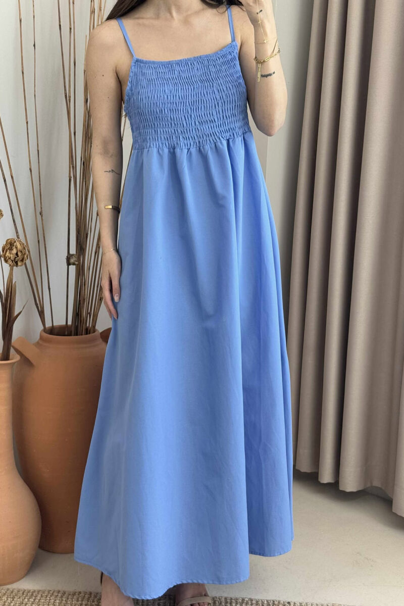ONE COLOR THIN STRAPS LONG WOMEN DRESS LIGHTBLUE/BZ - 2