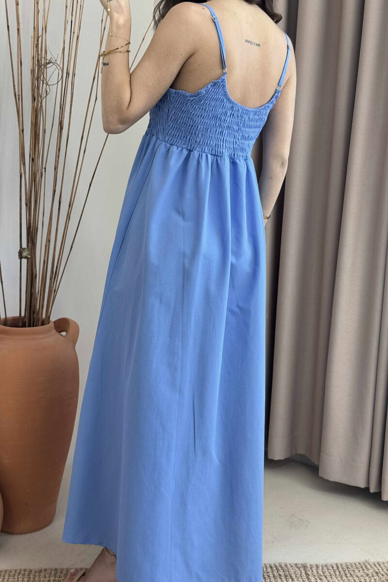 ONE COLOR THIN STRAPS LONG WOMEN DRESS LIGHTBLUE/BZ - 3