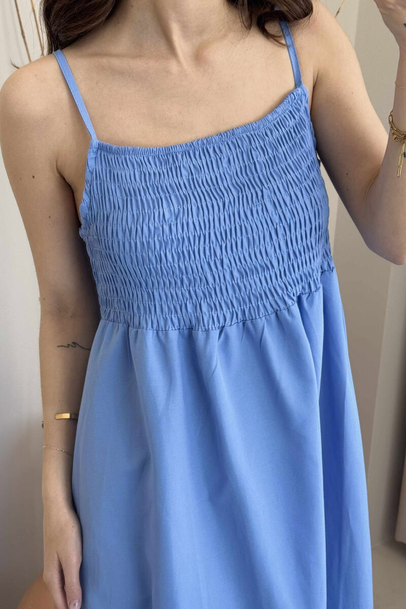 ONE COLOR THIN STRAPS LONG WOMEN DRESS LIGHTBLUE/BZ - 4