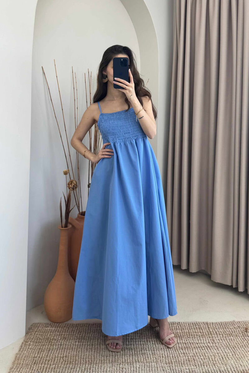 ONE COLOR THIN STRAPS LONG WOMEN DRESS LIGHTBLUE/BZ - 5