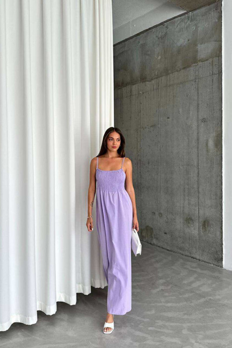 ONE COLOR THIN STRAPS LONG WOMEN DRESS PURPLE/LEJLA 