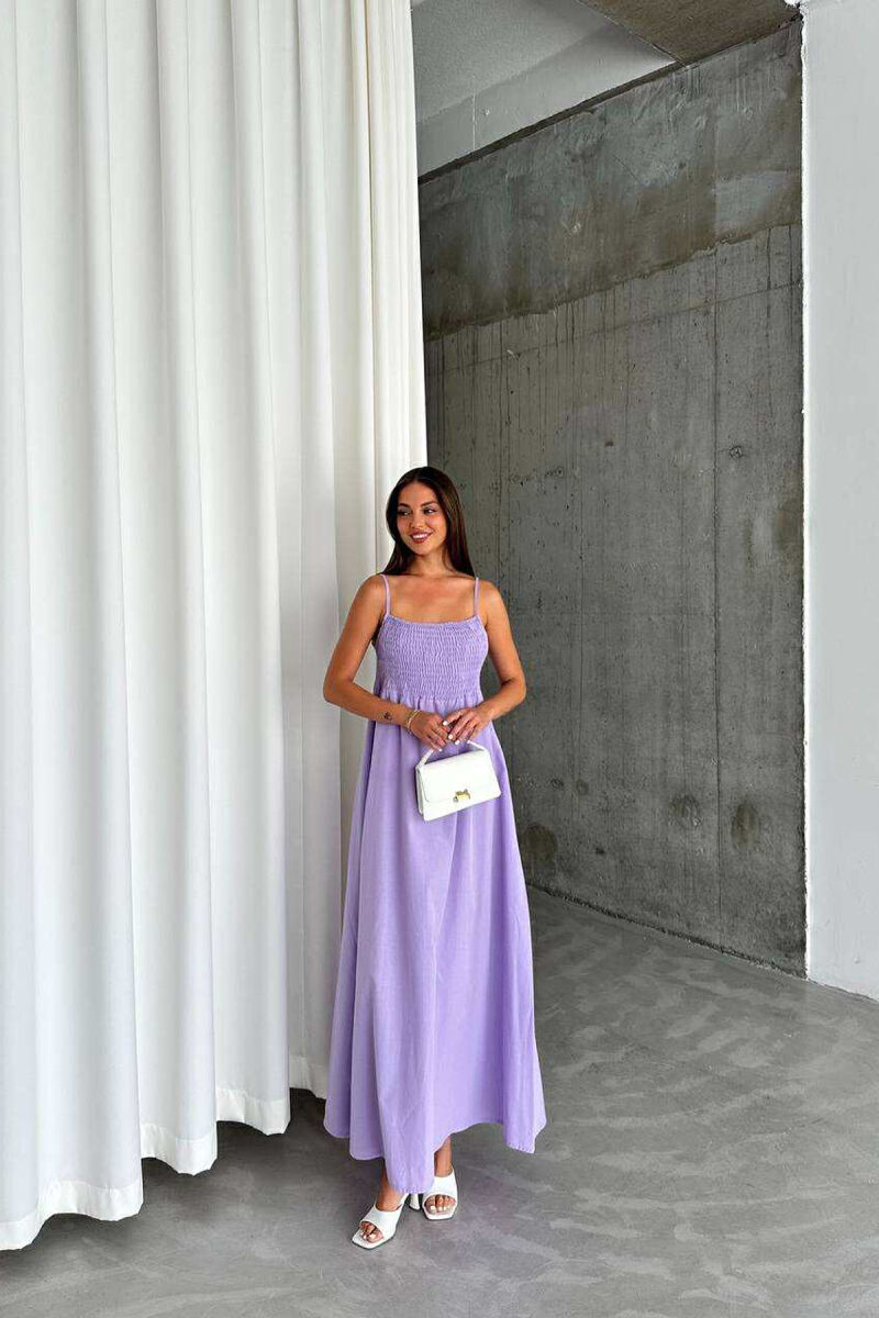 ONE COLOR THIN STRAPS LONG WOMEN DRESS PURPLE/LEJLA - 2