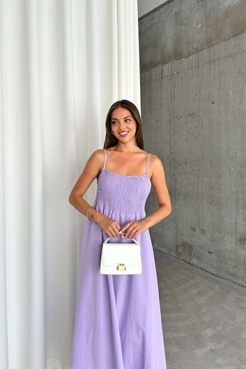 ONE COLOR THIN STRAPS LONG WOMEN DRESS PURPLE/LEJLA - 3