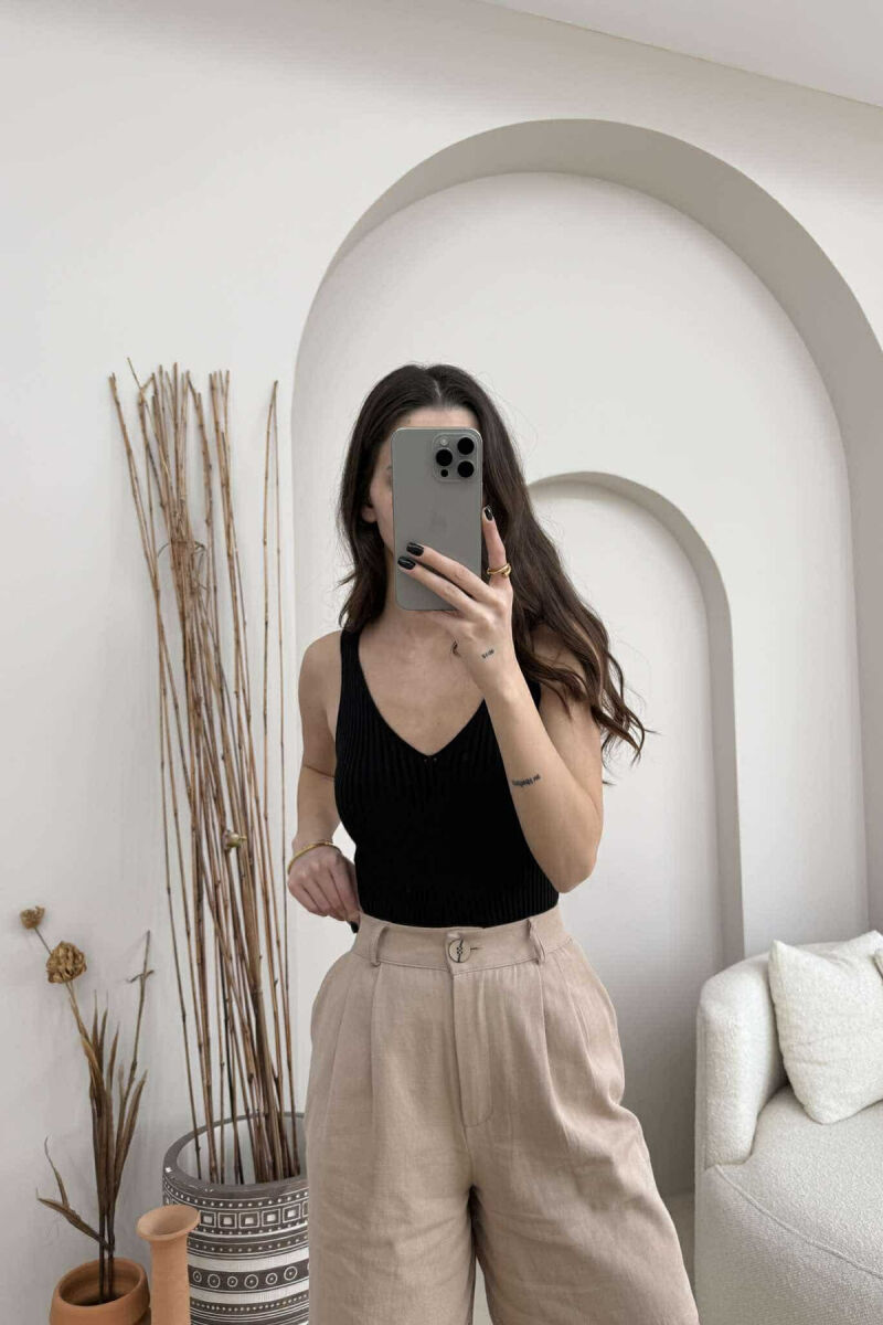 ONE COLOR THIN STRAPS WOMEN TANK TOP BLACK/ E ZEZE - 2