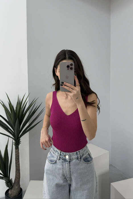 ONE COLOR THIN STRAPS WOMEN TANK TOP PURPLE/LEJLA 