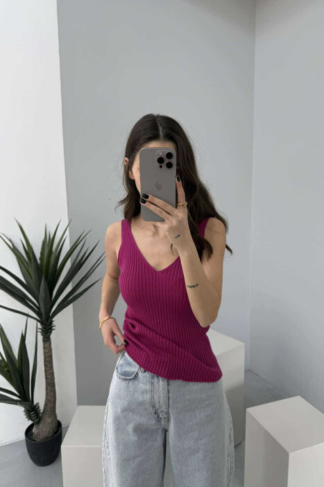 ONE COLOR THIN STRAPS WOMEN TANK TOP PURPLE/LEJLA - 2