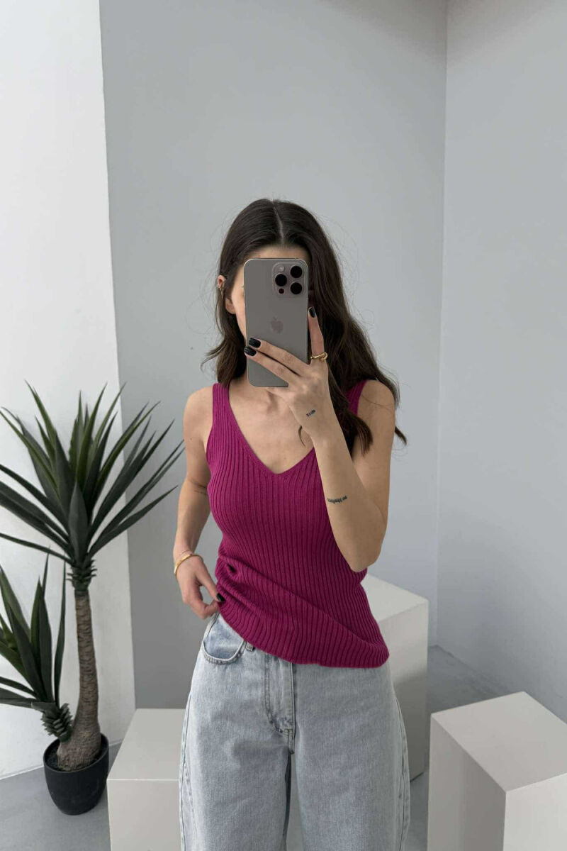 ONE COLOR THIN STRAPS WOMEN TANK TOP PURPLE/LEJLA - 2