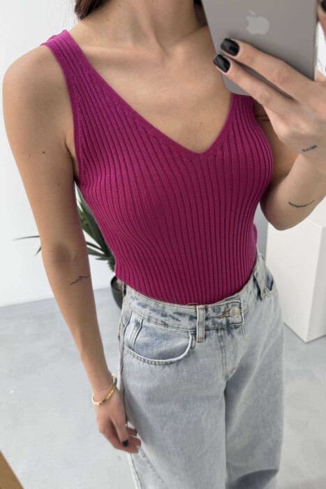 ONE COLOR THIN STRAPS WOMEN TANK TOP PURPLE/LEJLA - 3