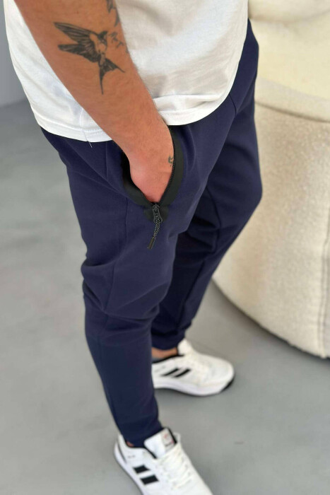 ONE COLOR SIMPLE MEN SWEATPANTS BLUE/BLU - 4