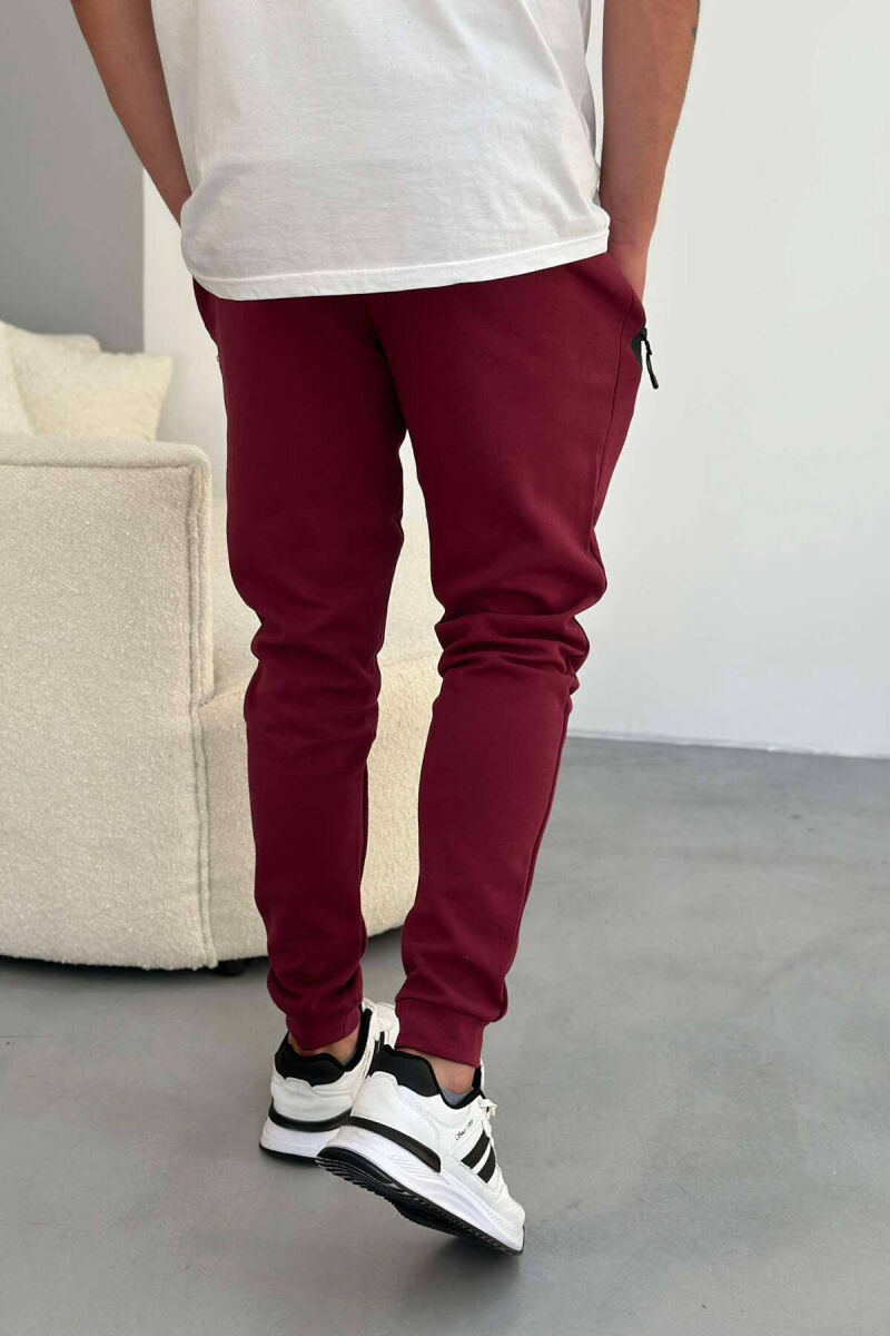 ONE COLOR SIMPLE MEN SWEATPANTS BURGUNDY/VISHNJE - 3