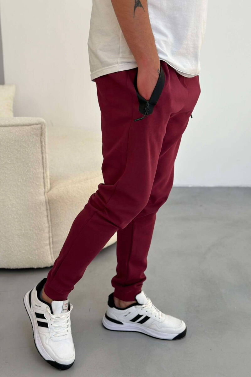ONE COLOR SIMPLE MEN SWEATPANTS BURGUNDY/VISHNJE - 5