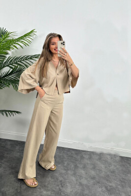 ONE COLOR TROUSERS+JACKET WOMEN SET BEIGE/BEZHE 