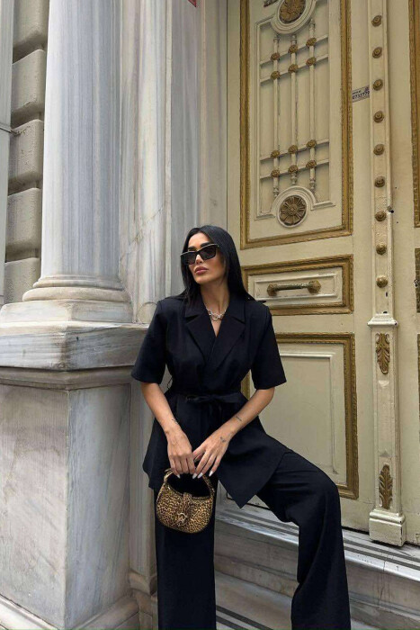 ONE COLOR TROUSERS+JACKET WOMEN SET BLACK/ E ZEZE - 5