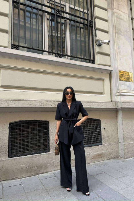 ONE COLOR TROUSERS+JACKET WOMEN SET BLACK/ E ZEZE 