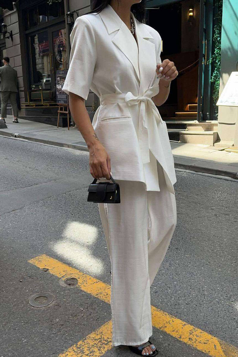 ONE COLOR TROUSERS+JACKET WOMEN SET WHITE-E BARDHE - 3