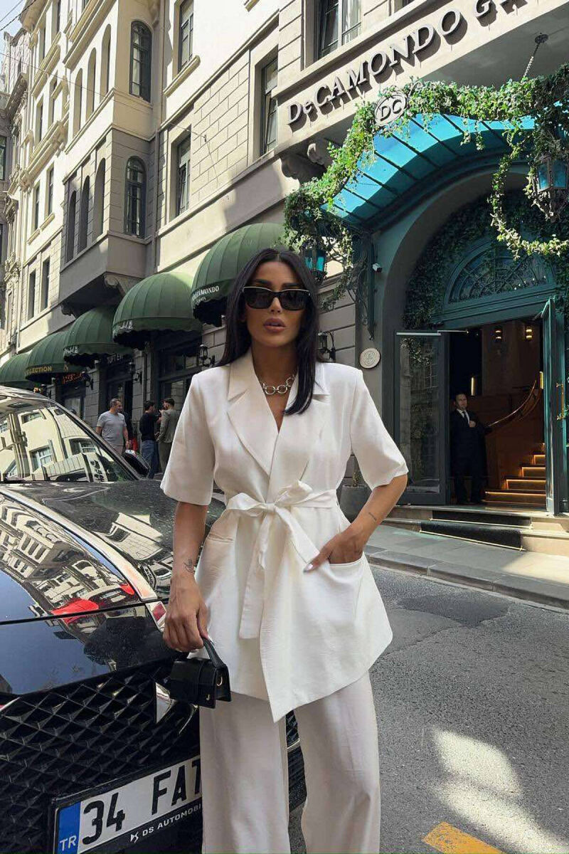 ONE COLOR TROUSERS+JACKET WOMEN SET WHITE-E BARDHE - 4