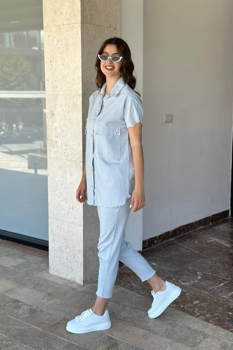 ONE COLOR TROUSERS+SHIRT WOMEN SET LIGHTBLUE/BZ - 3