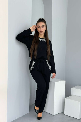 ONE COLOR TROUSERS+SWEATSHIRT WOMEN SET BLACK/ E ZEZE 