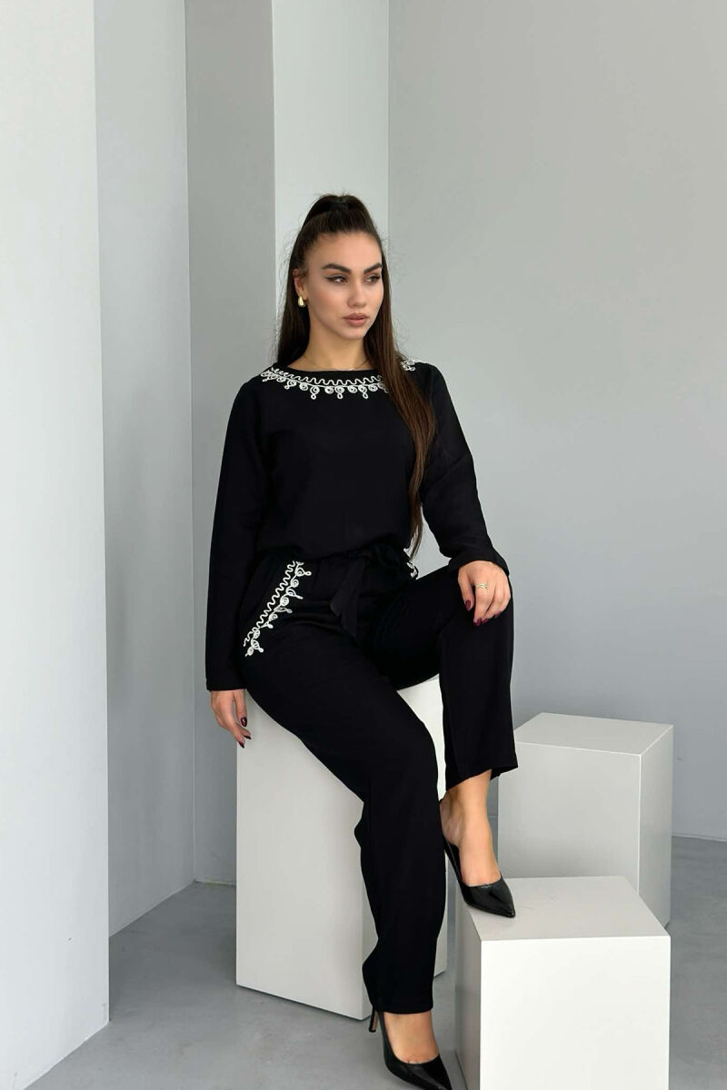 ONE COLOR TROUSERS+SWEATSHIRT WOMEN SET BLACK/ E ZEZE - 4