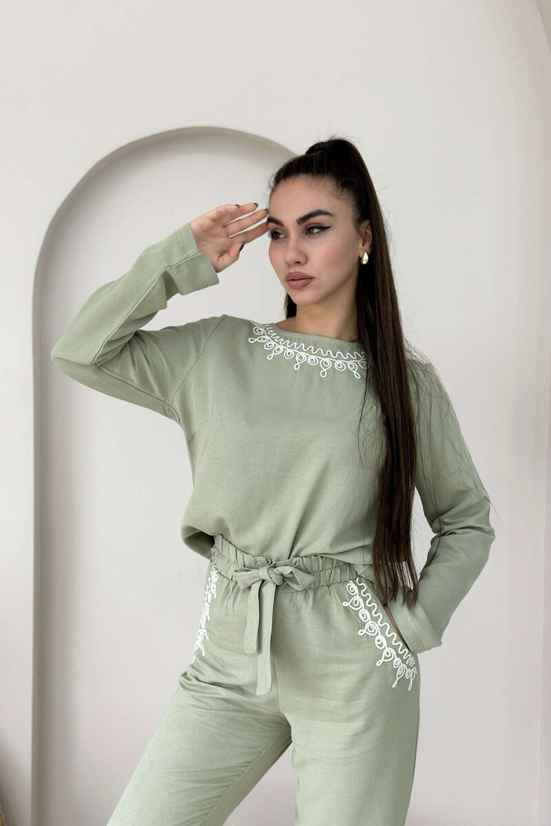 ONE COLOR TROUSERS+SWEATSHIRT WOMEN SET MINT/MENTE - 3