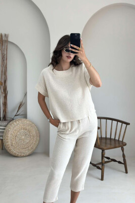 ONE COLOR TROUSERS+T-SHIRT WOMEN SET BEIGE/BEZHE 