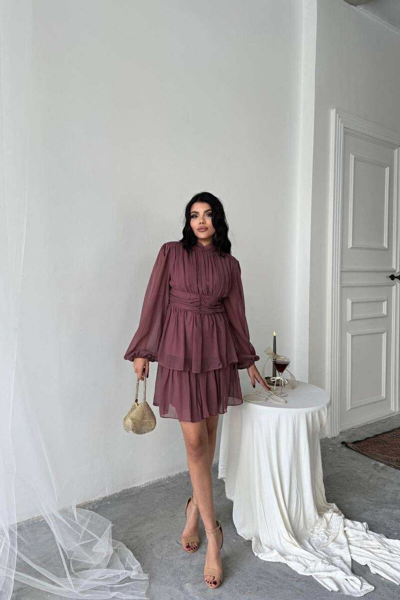 ONE COLOR TULLE DESIGN WOMEN DRESS VINEGAR/UTHULL - 1