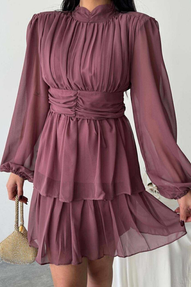 ONE COLOR TULLE DESIGN WOMEN DRESS VINEGAR/UTHULL - 2