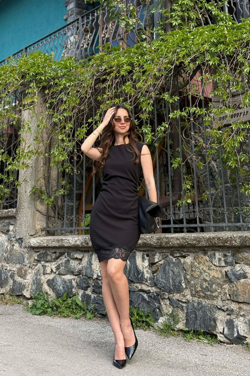 ONE COLOR TULLE DETAIL WOMAN DRESS BLACK/ E ZEZE - 1