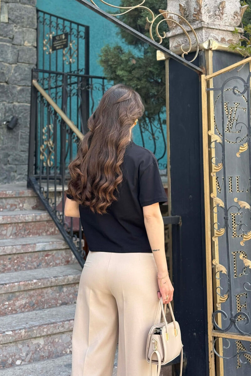 ONE COLOR TULLE DETAIL WOMAN T-SHIRT BLACK/ E ZEZE - 4