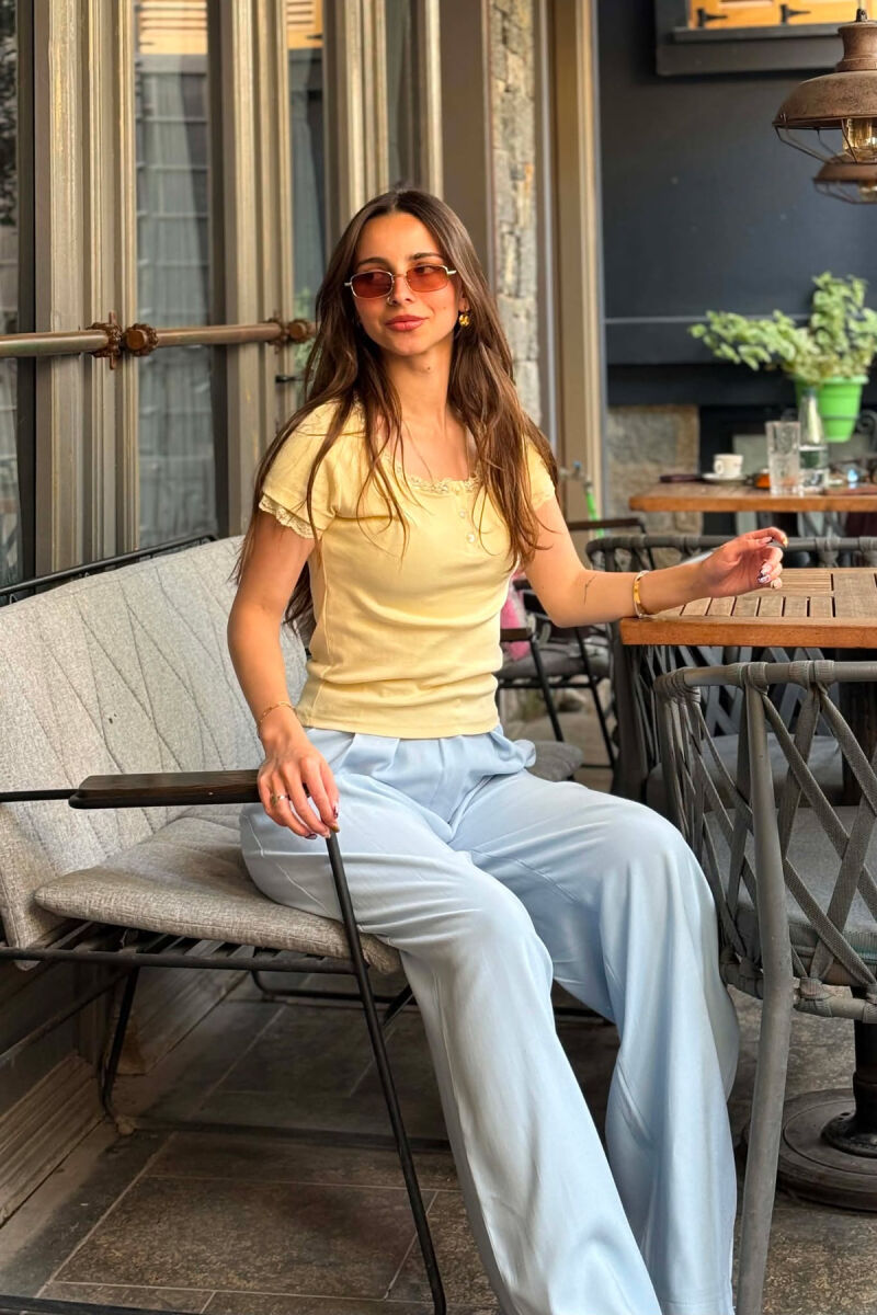 ONE COLOR TULLE DETAIL WOMAN T-SHIRT YELLOW/E VERDHE - 6