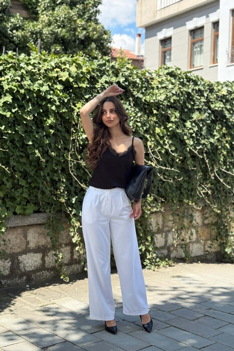 ONE COLOR TULLE DETAIL WOMAN TANK TOP BLACK/ E ZEZE - 5