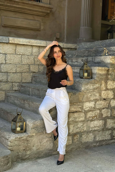 ONE COLOR TULLE DETAIL WOMAN TANK TOP BLACK/ E ZEZE - 7