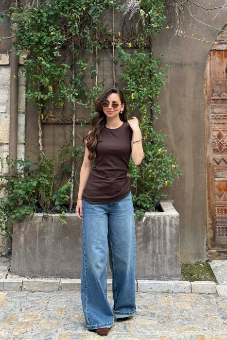 KANATJERE ME DETAJ DANTELLE PER FEMRA NE NGJYRE KAFE - KLAUDIO FASHION