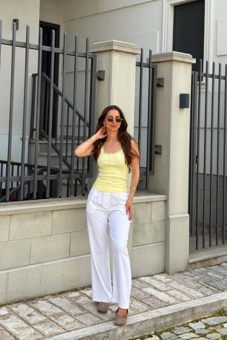 ONE COLOR TULLE DETAILS WOMAN TANK TOP YELLOW/E VERDHE - 2