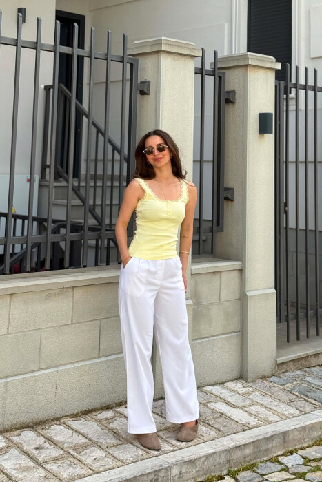 ONE COLOR TULLE DETAILS WOMAN TANK TOP YELLOW/E VERDHE - 5