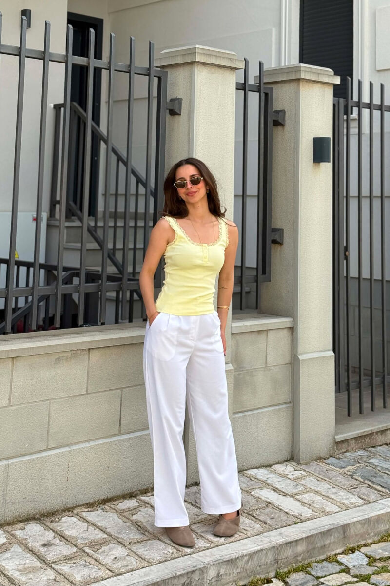 ONE COLOR TULLE DETAILS WOMAN TANK TOP YELLOW/E VERDHE - 5