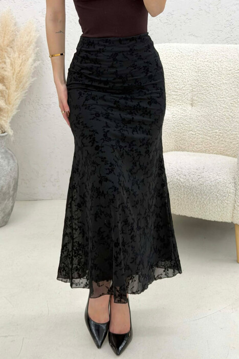ONE COLOR TULLE LONG WOMAN SKIRT BLACK/ E ZEZE - KLAUDIO FASHION